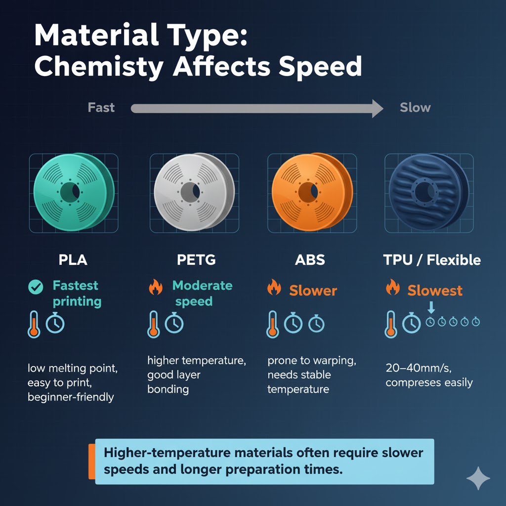How Long Does It Take To 3D Print Something? Material Type: Chemistry Affects Speed