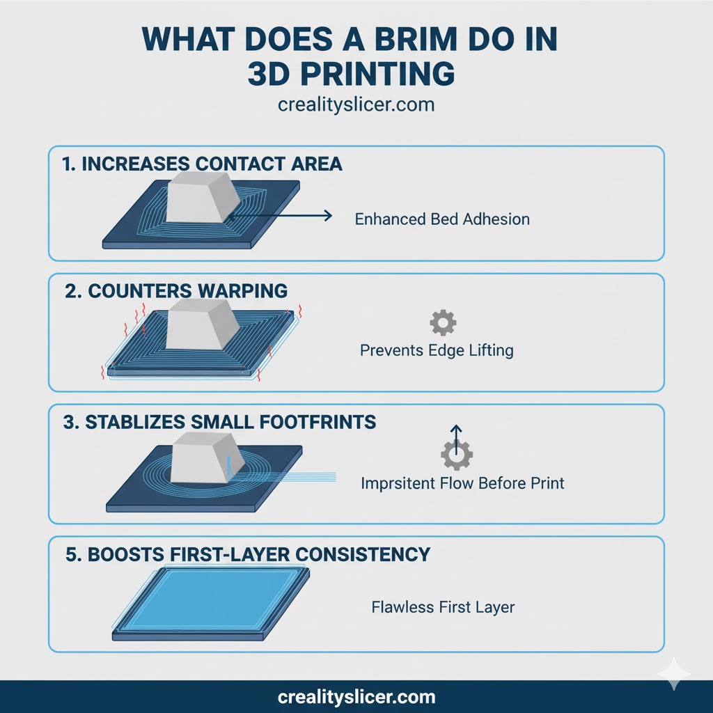 How Does a 3D Printing Brim Work to Improve Bed Adhesion and Prevent Warping in Prints? What Does a Brim Do in 3D Printing